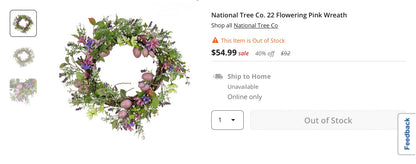 National Tree Co. 22 Flowering Pink Wreath