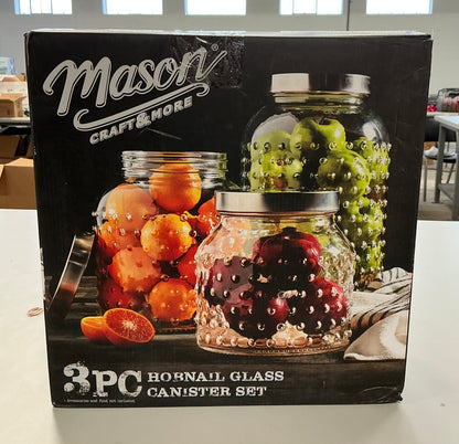 Tabletops Unlimited Mason Craft And More Glass 3-pc. Canister
