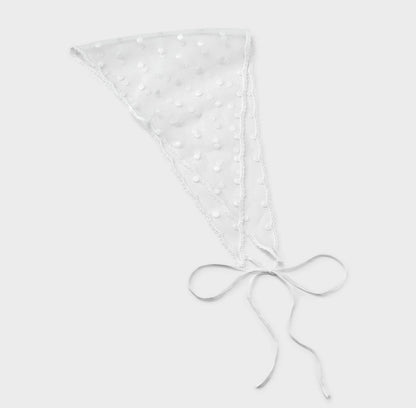 White sheer eyelet headwrap