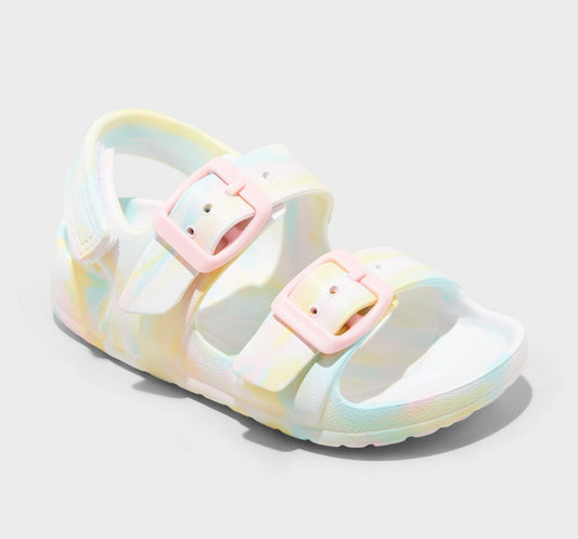 Cat & Jack Toddler Ade Blown EVA Sandals in a colorful tie-dye print size 9