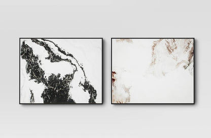 30" x 24" 2pk Marble Framed Printed Canvases Black/Tan - Threshold™: Abstract Digital Art, AS-IS PICKUP ONLY
