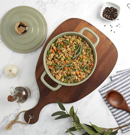 Denmark Stoneware 2-qt. Casserole Dish- Measurements: 8.6 Width/Inches, 10.5 Height/Inches
Capacity: 2 Qt
Maximum Temp (f): 400 Degrees F