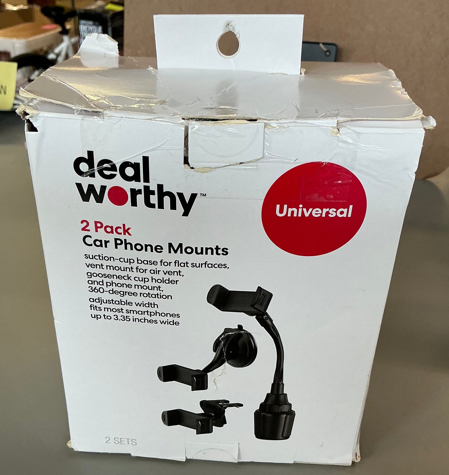 Car Mount matte finish - AS IS - OPEN BOX - 2PK OF GOOSENECK CUP HOLDERS - MISSING AIR VENT MOUNT & SUCTION-CUP MOUNT