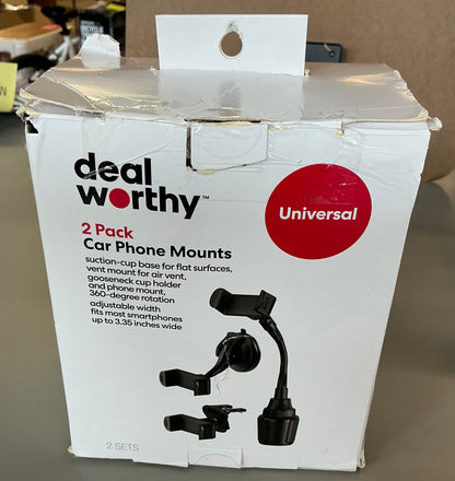 Car Mount matte finish - AS IS - OPEN BOX - 2PK OF GOOSENECK CUP HOLDERS - MISSING AIR VENT MOUNT & SUCTION-CUP MOUNT