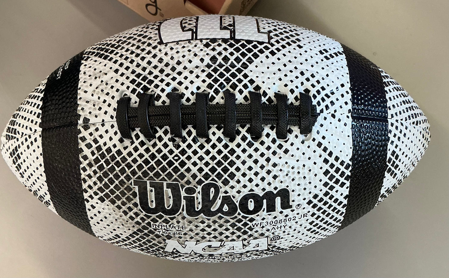 Wilson NCAA statement jr football - black/gray: size 6, butyl bladder, rubber shell - SOME MINOR COSMETIC FLAWS