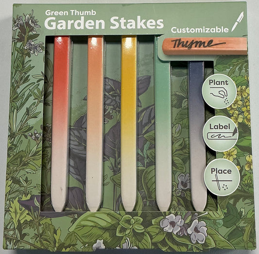 Bay Island customizable ceramic garden stakes featuring a colorful gradient glaze