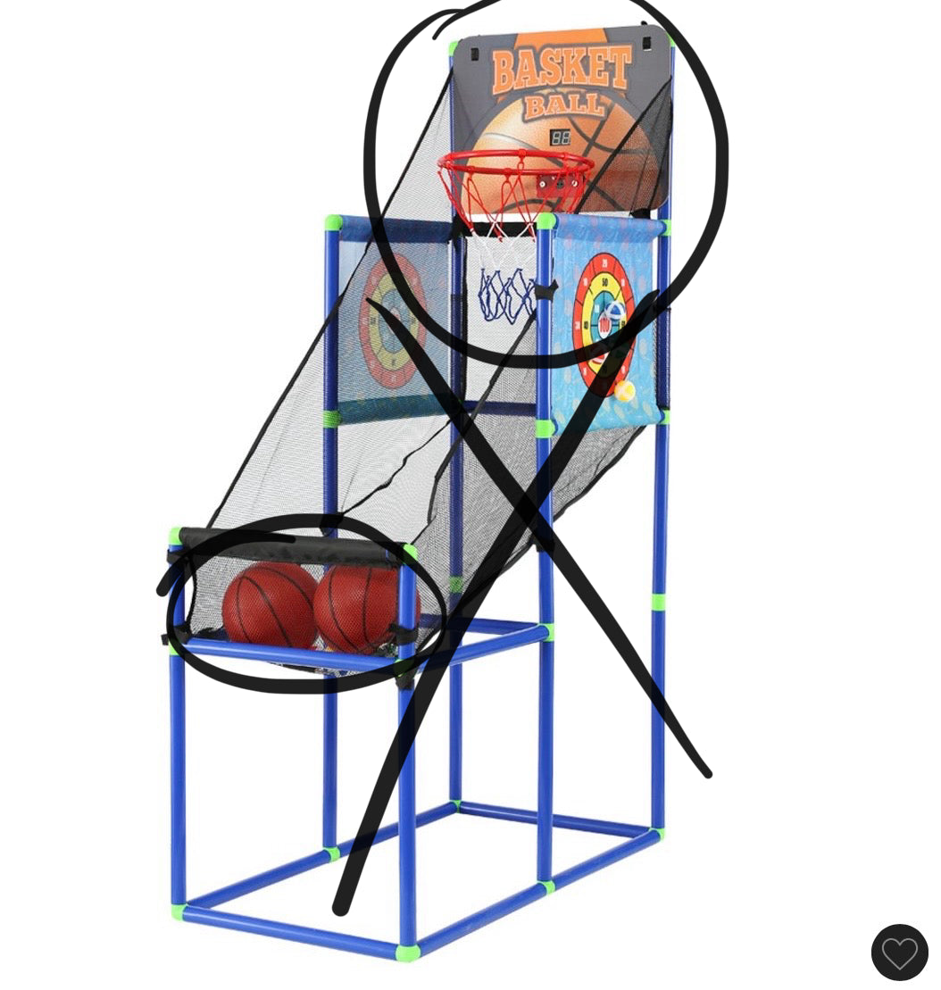 THRIFTY 70 - Trimate basketball hoop game - AS IS - ONLY BASKETBALL HOOP & 2 BALLS - FINAL SALE - NO RETURNS