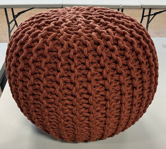 16x22” rope knit pouf orange - PICK UP ONLY