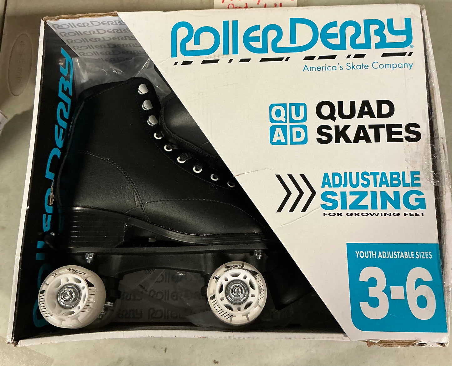 Roller derby youth adjustable roller skates sizes 3-6 - OPEN BOX - MINOR COSMETIC FLAWS - PICK UP ONLY