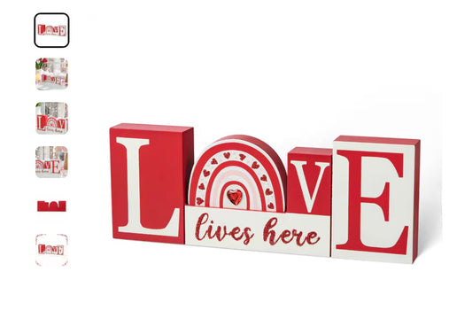 Glitzhome® 11.75" Valentine's Wooden LOVE Table Décor