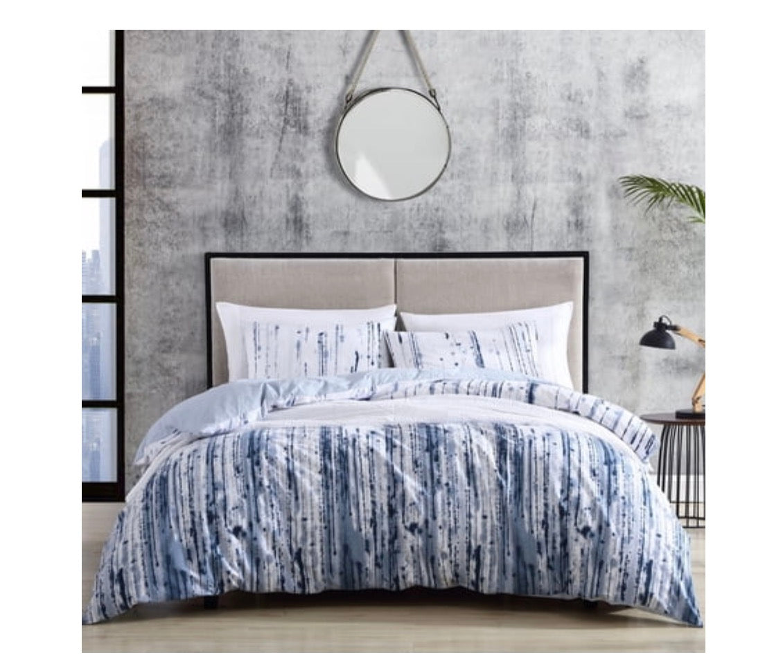 City Scene Sokal Cotton Reversible 3 Piece Duvet Cover Set in Blue king