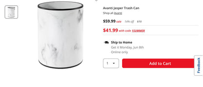Avanti Jasper Trash Can, Measurements: 7.97 Length/Inches, 7.87 Width/Inches, 10 Height/Inches