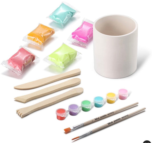 Mud puddle society 9 piece clay ceramic planter garden art kit