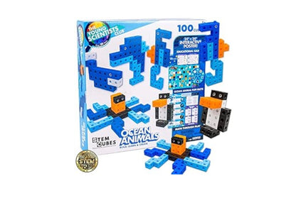 The Young Scientists Club Ocean Animals STEM Cubes educational building block set.
