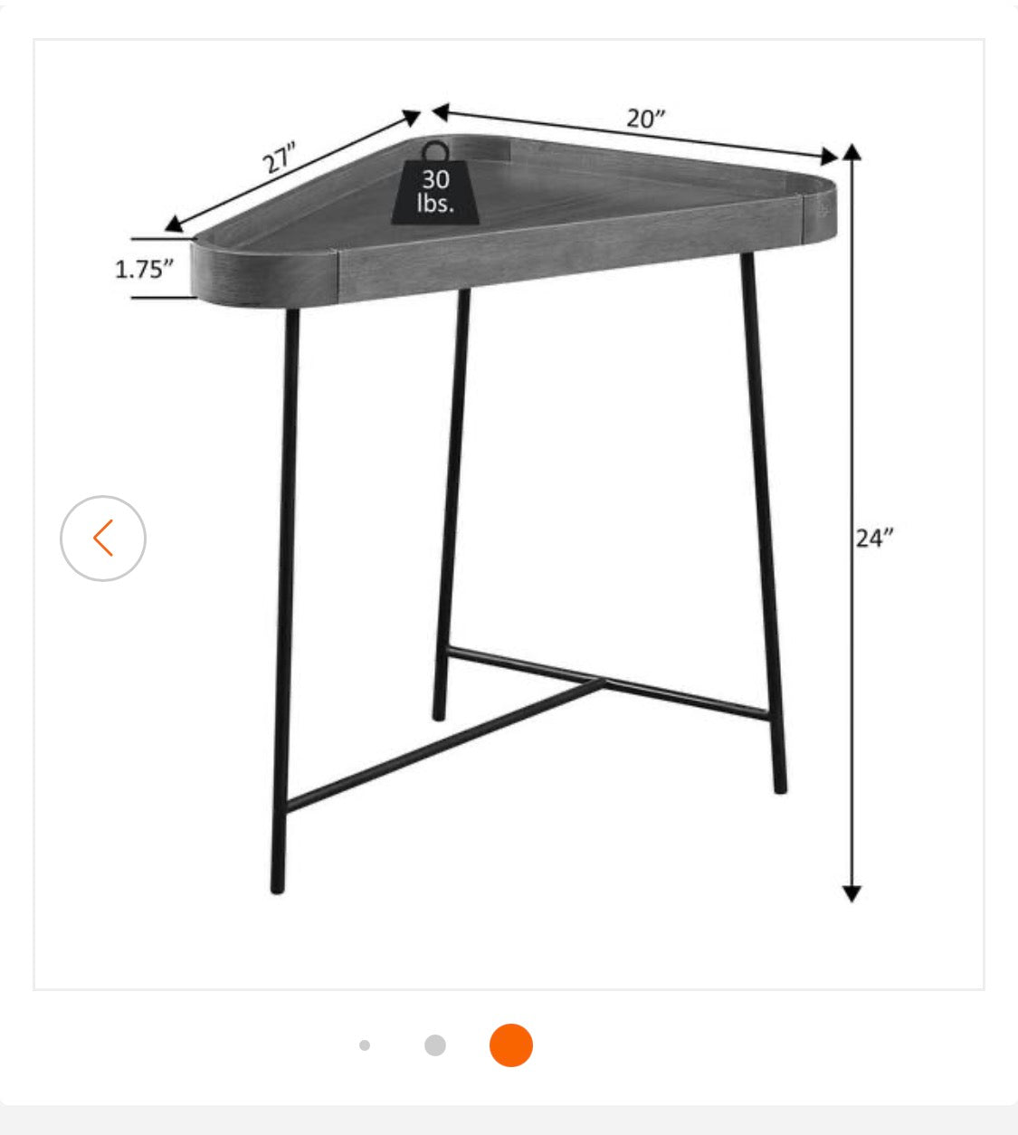 Lunar 27 in. W Golden Brown and Black Triangle MDF Wedge End Table