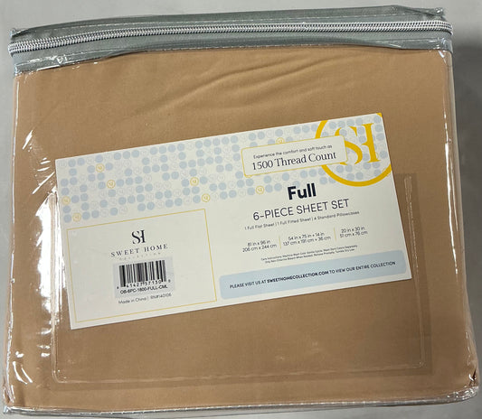 6 pieces Full sheet set 1500 thread count-Tan