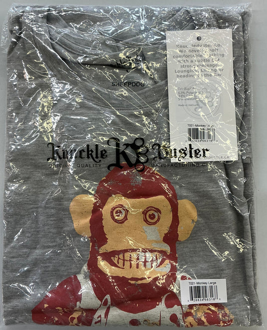 Knuckle Duster Monkey tri-blend comfort t-shirt in heather grey large-Men