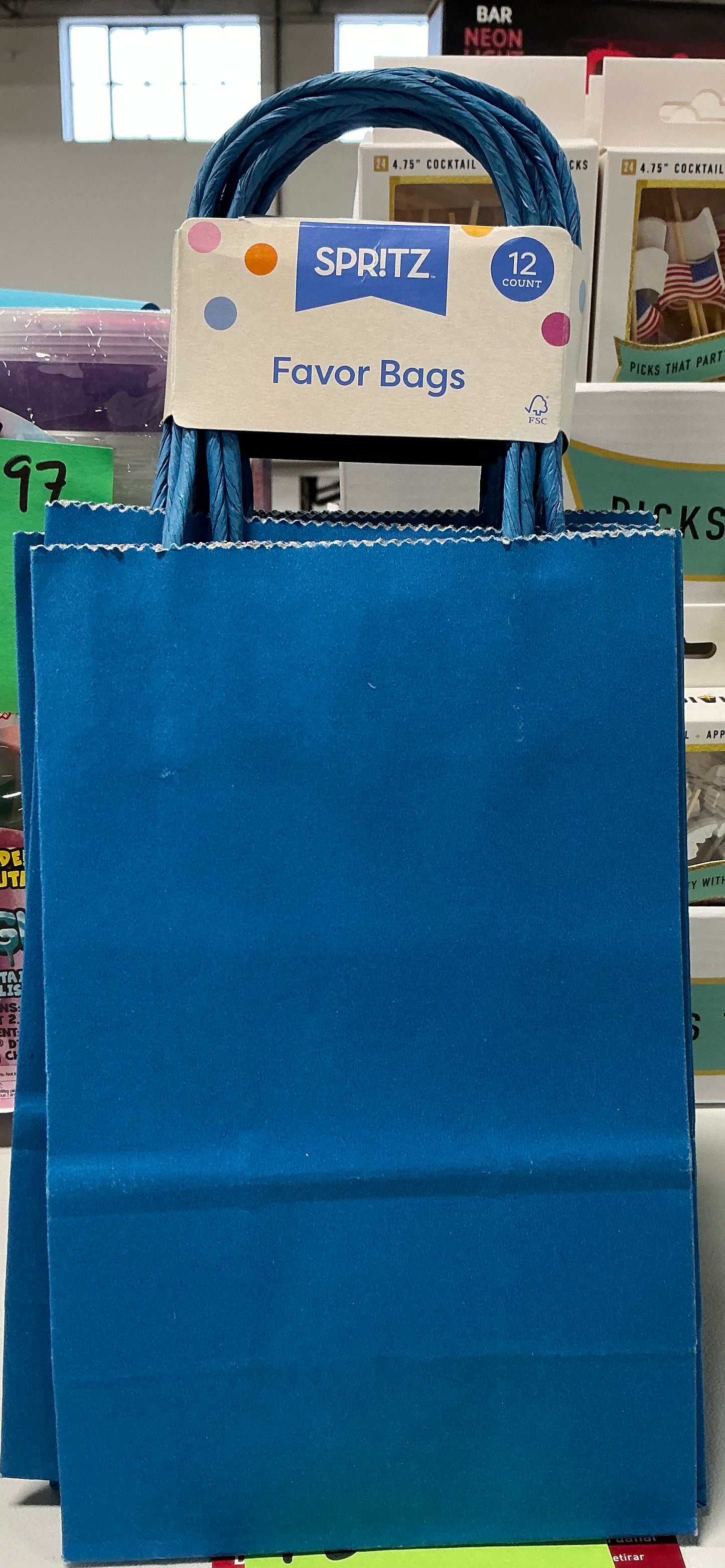 Spritz 12-count pack of blue paper junior tote bags