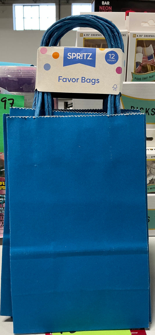 Spritz 12-count pack of blue paper junior tote bags