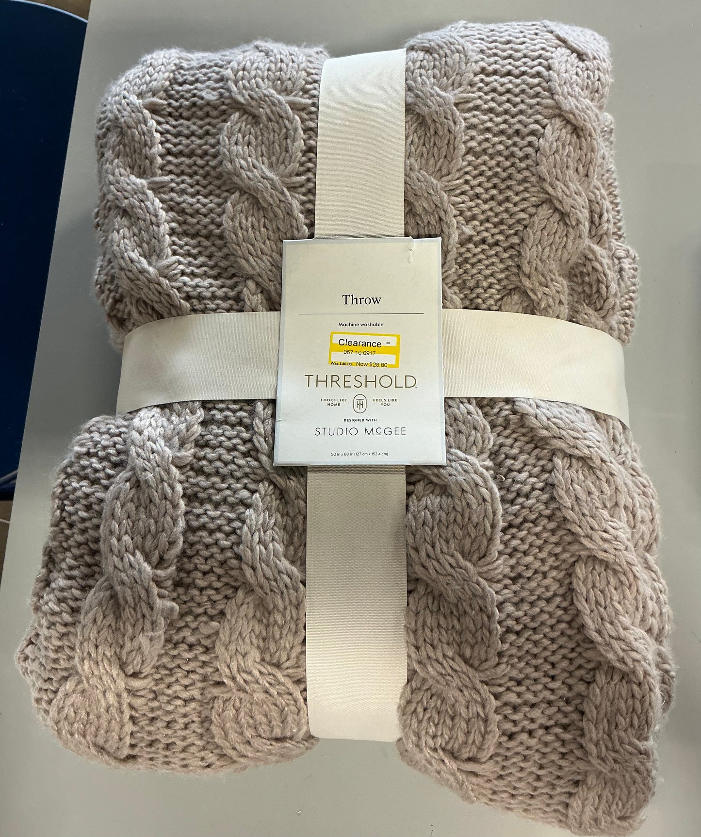 Knit tassel braided throw blanket - Neutral 50x60”