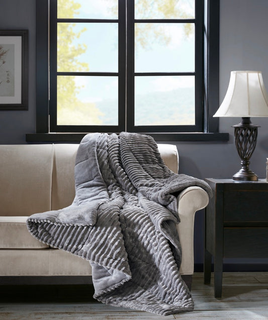 Oversized Plush Down Alternative Throw in gray-60” x 70’