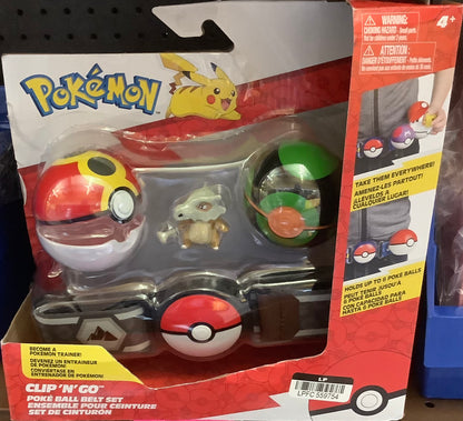 POKEMON CLIP 'N'GO BELT SET- Includes 2-Inch Pikachu Battle Figure with Poke Ball and Luxury Ball Accessories