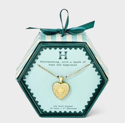 14k gold dipped heart charm initial necklace