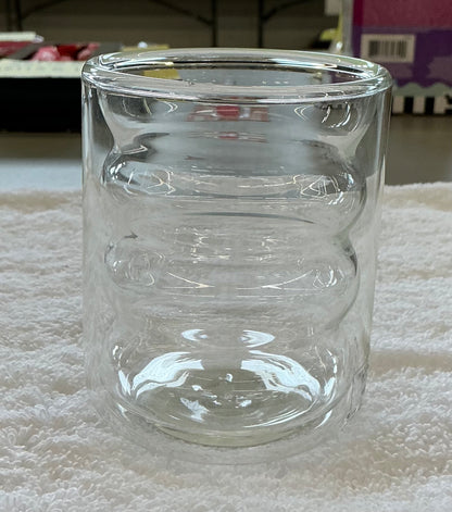 Clear glass Alink ripple bubble tumbler with a unique wavy design