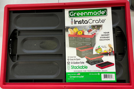 Greenmade InstaCrate collapsible storage bin in red and black-21” x 14.25” x 11.625”