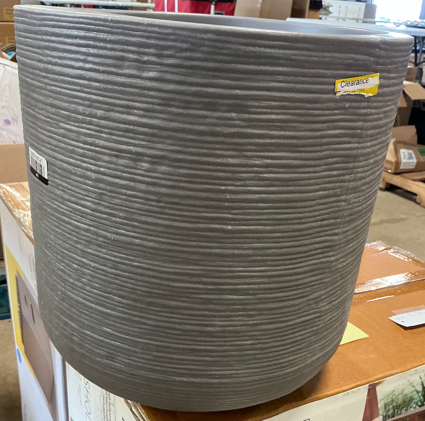 Fluted outdoor planter gray 12” - PICK UP ONLY