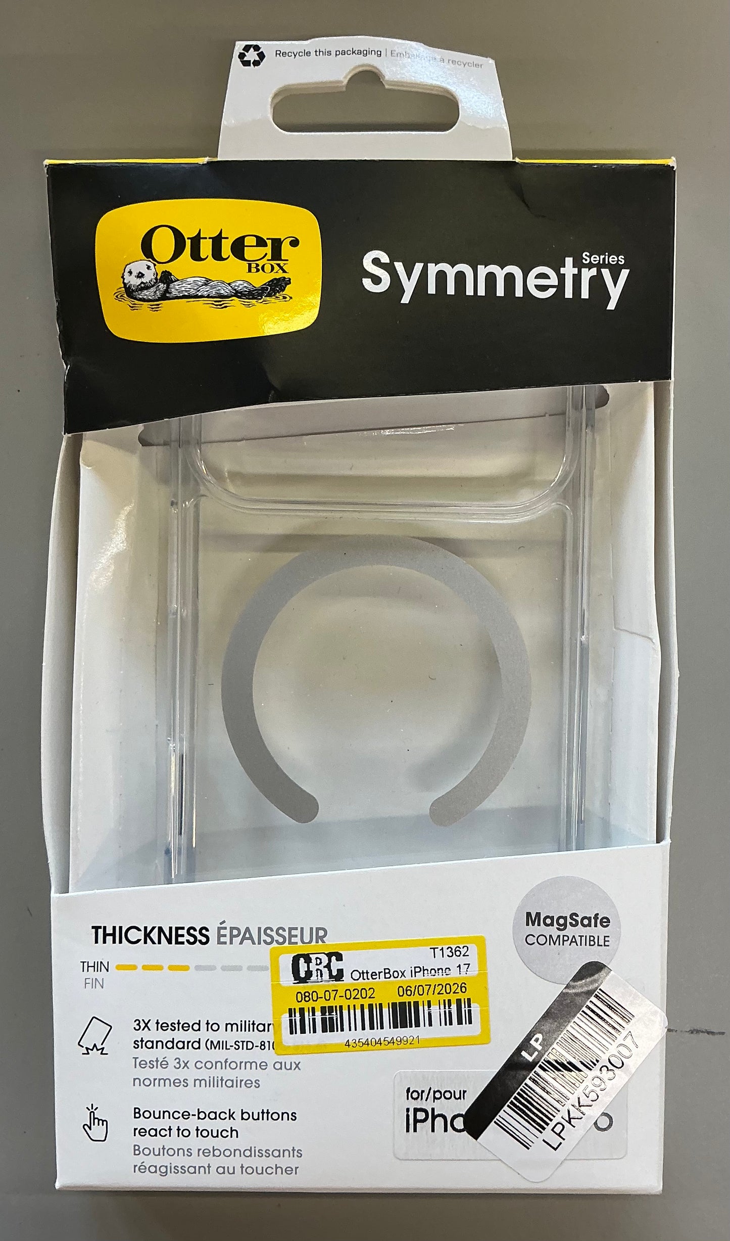 Otterbox iPhone 17 Pro symmetry series case for MagSafe with camera control - clear - OPEN BOX