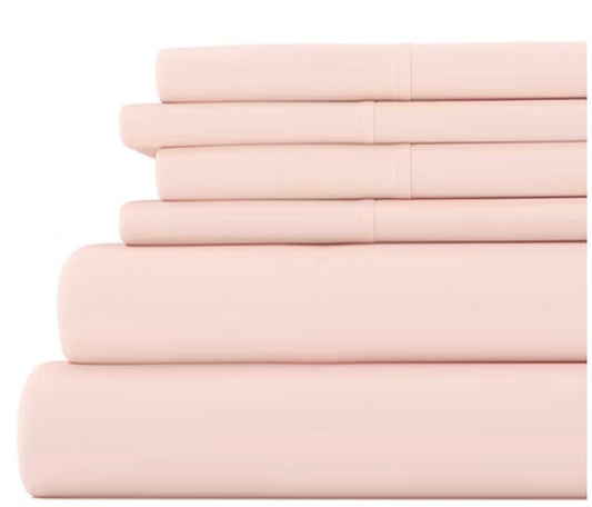 Casual Comfort™ Premium Ultra Soft Microfiber Wrinkle Free 6 Piece Sheet Set size king blush