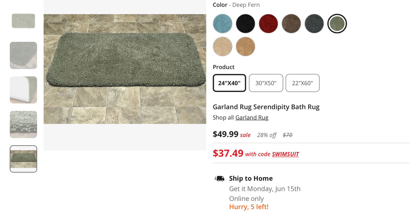 Garland Rug Serendipity Bath Rug 24 in x 40 in