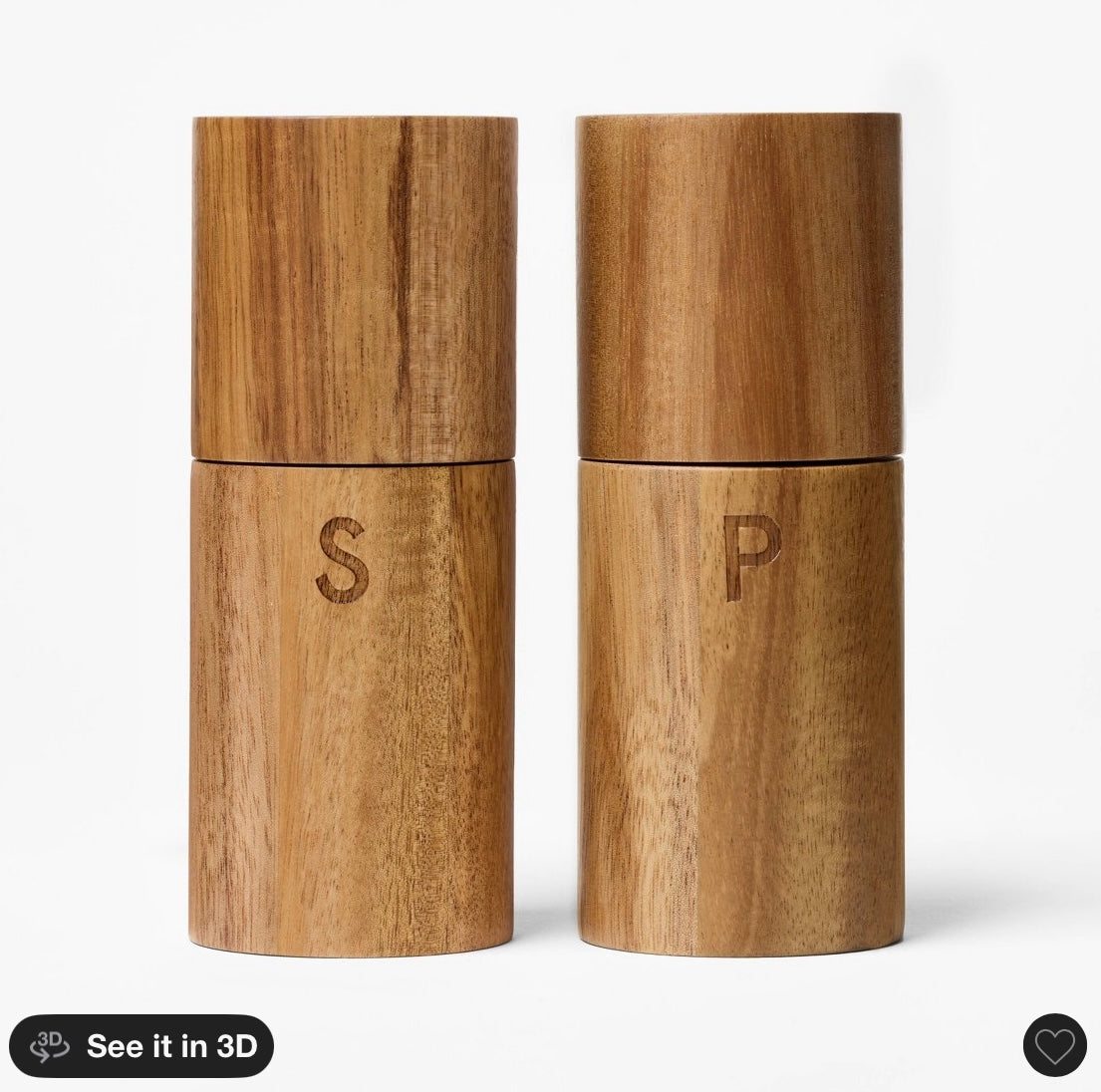 Figmint salt and pepper grinder set natural wood - OPEN PACKAGE