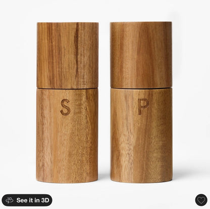 Figmint salt and pepper grinder set natural wood - OPEN PACKAGE