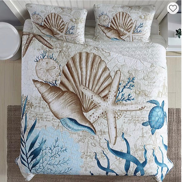 Caribbean Joe Coastal Print 3-pc. Quilt Set king