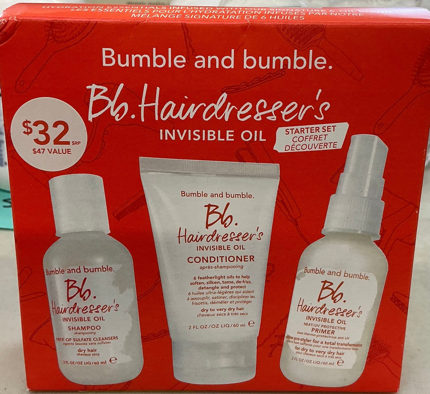 Bumble and bumble Hairdresser's Invisible Oil Starter Set featuring travel-sized hydrating hair products