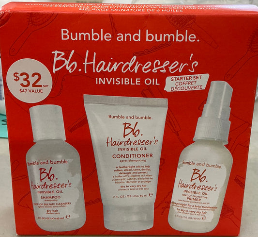 Bumble and bumble Hairdresser's Invisible Oil Starter Set featuring travel-sized hydrating hair products