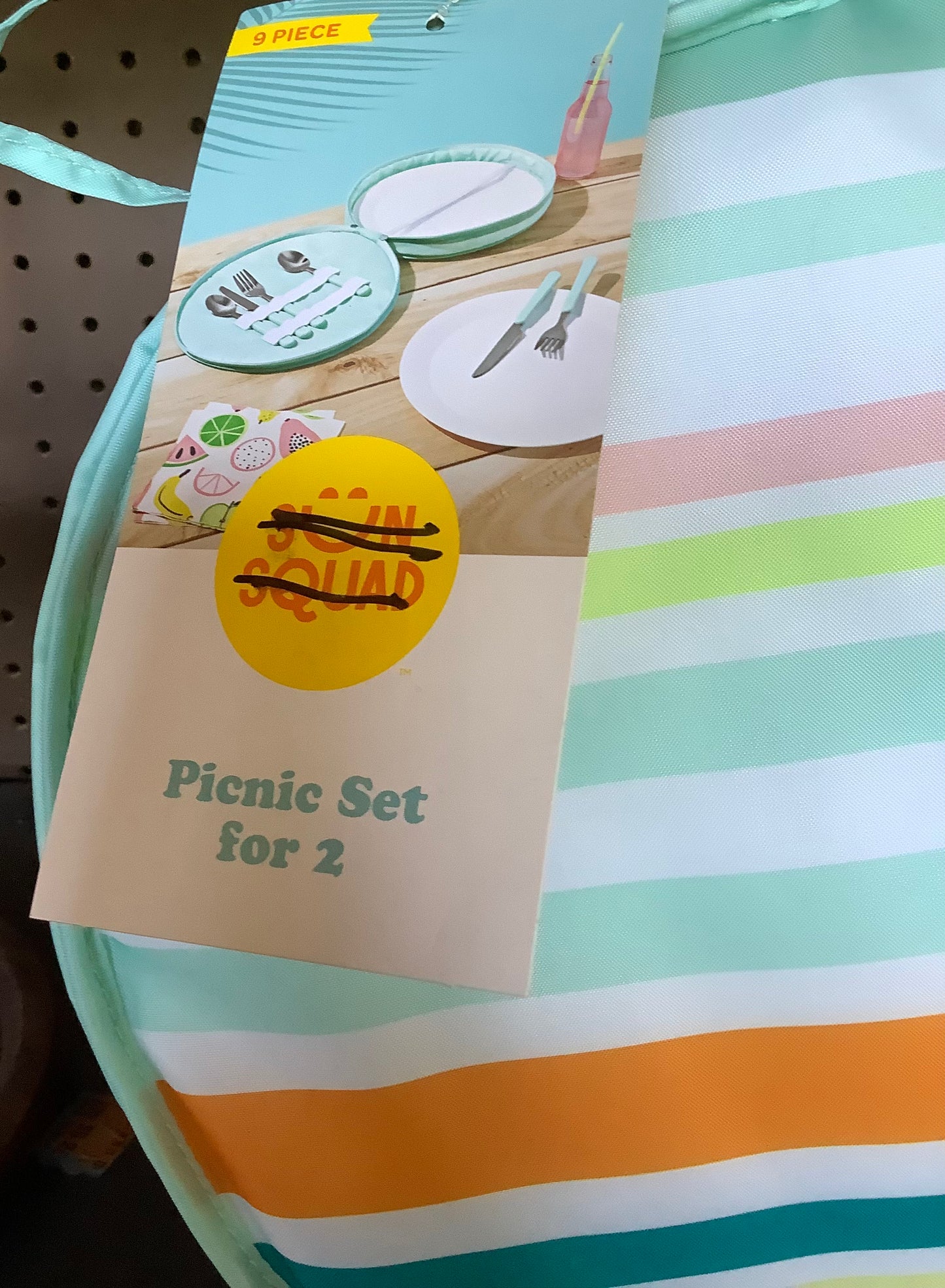 (Clearance)FINAL SALE Set of 2 Packable Picnic Bags Striped