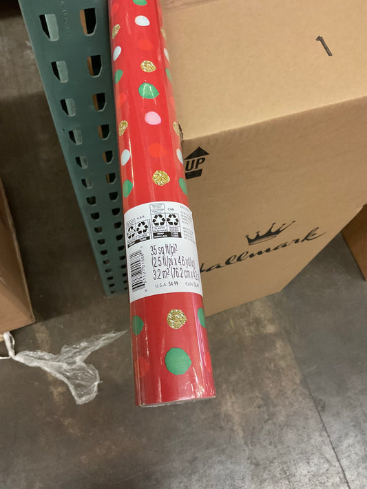Christmas Roll Wrap Multi Dots (35 sq ft)