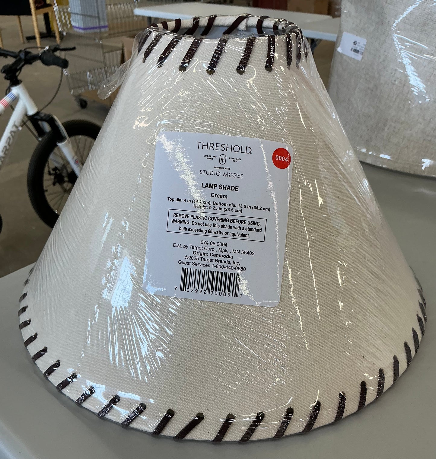 Whipstitch lamp shade - cream