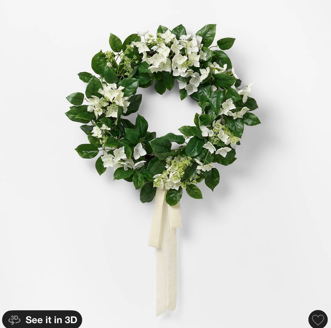 Hydrangea wreath cream - PICK UP ONLY