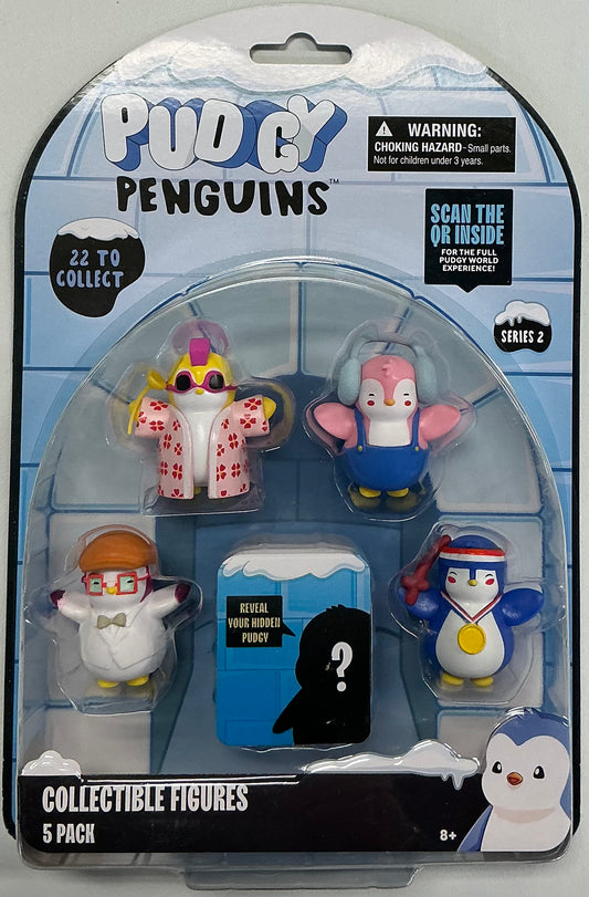 Pudgy Penguins Series 2 collectible figures 5-pack featuring various penguin character designs