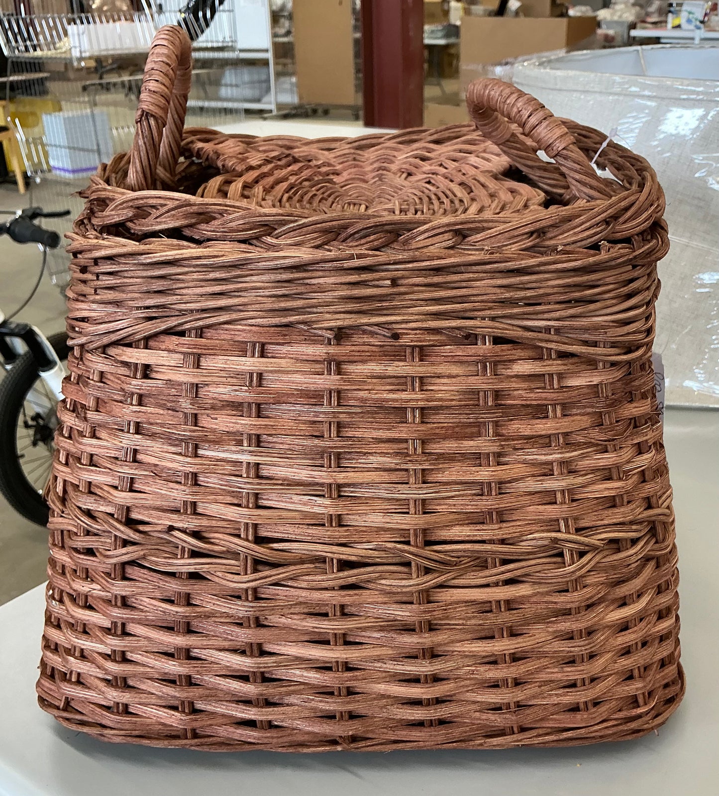 Square rattan basket dark brown - AS IS - SOME COSMETIC FLAWS