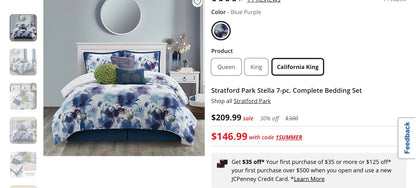 Stratford Park Stella 7-pc. Complete Bedding Set Cal king
