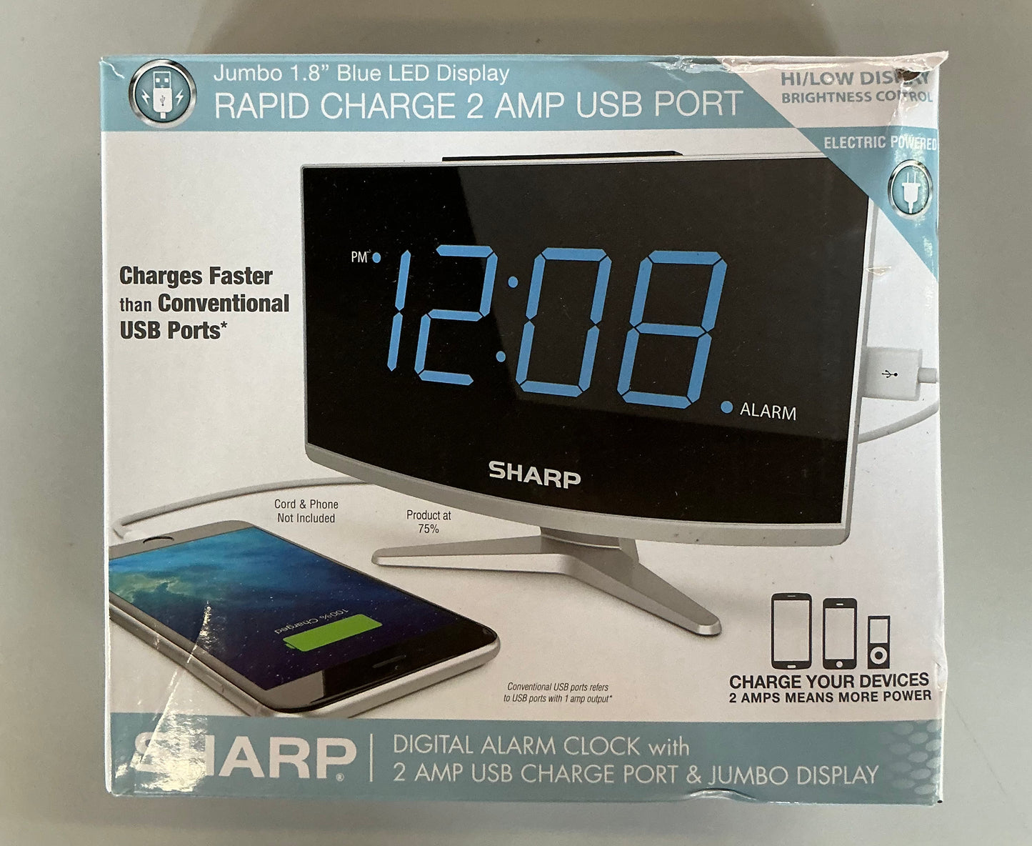 Jumbo LED curved display alarm clock - Sharp - OPEN BOX