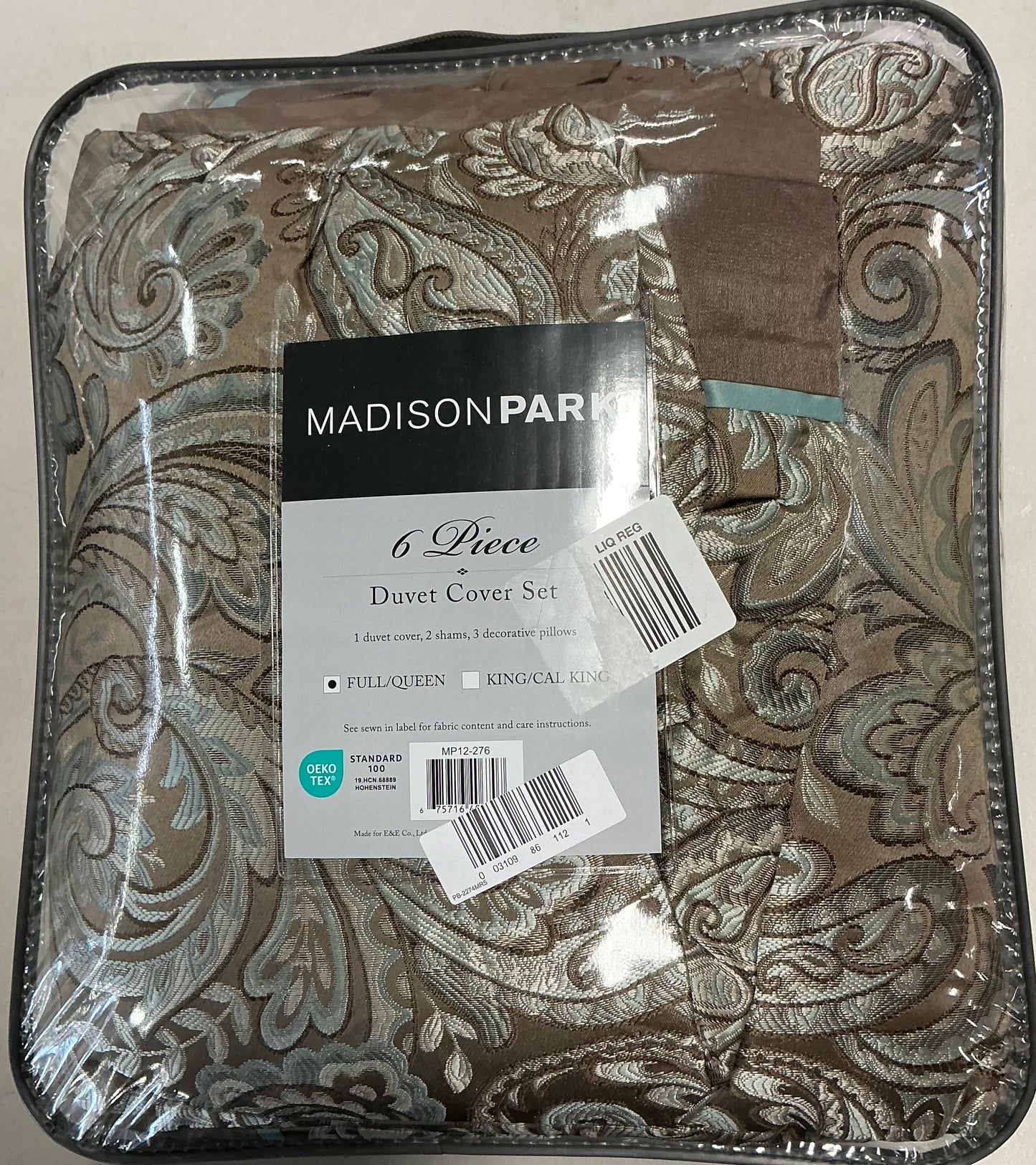 Madison Park Whitman 6 Pieces Duvet Cover Set Full/Queen-Included(1 Duvet Cover,2 Shams and 3 Decorative Pillows)-Brown