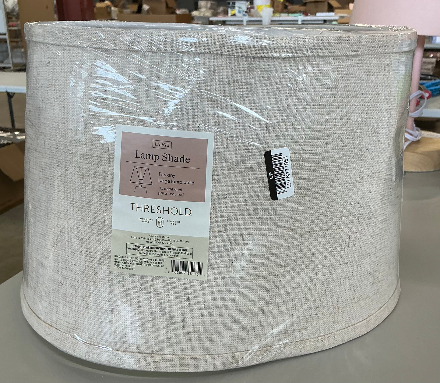 THRIFTY 70 - large lamp shade - cream textured - AS IS - FINAL SALE - NO RETURNS