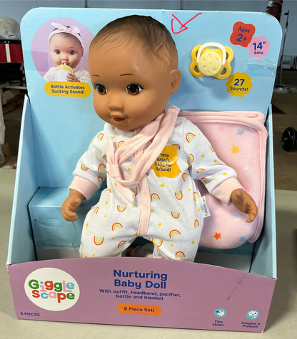 Gigglescape nurturing baby doll - AS IS - MISSING BOTTLE - COSMETIC FLAW