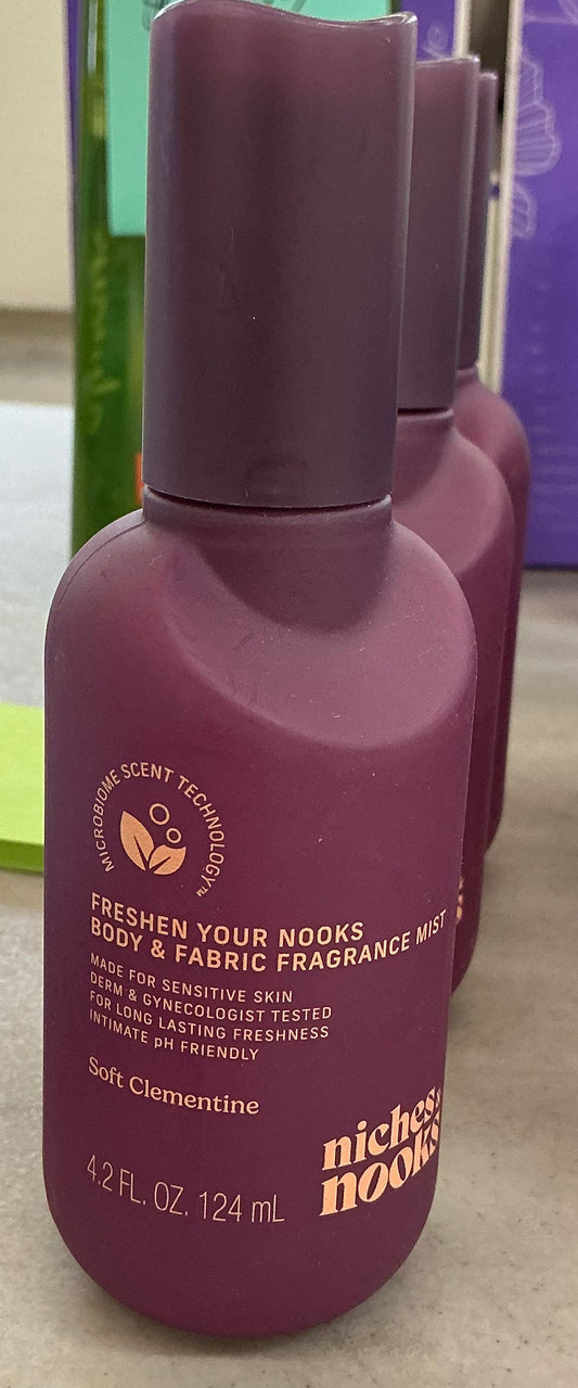 Niches & Nooks Freshen Your Nooks Body & Fabric Fragrance Mist in the Soft Clementine scent.